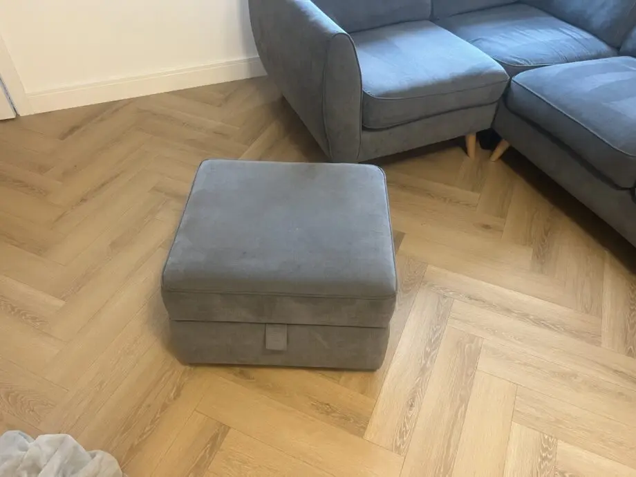 Dfs charcoal grey Aurora corner sofa and storage footstool