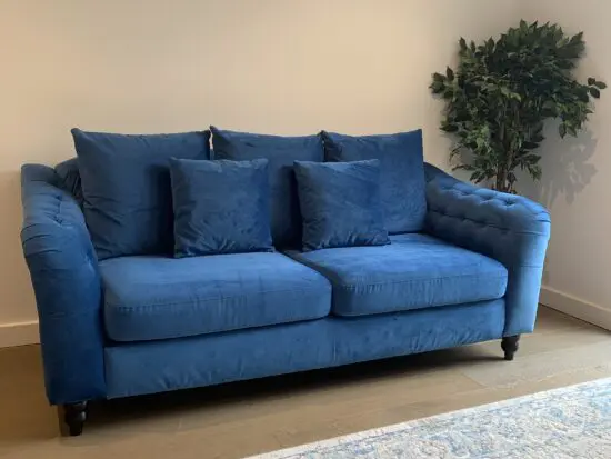 Stunning Blue Velvet Sofa