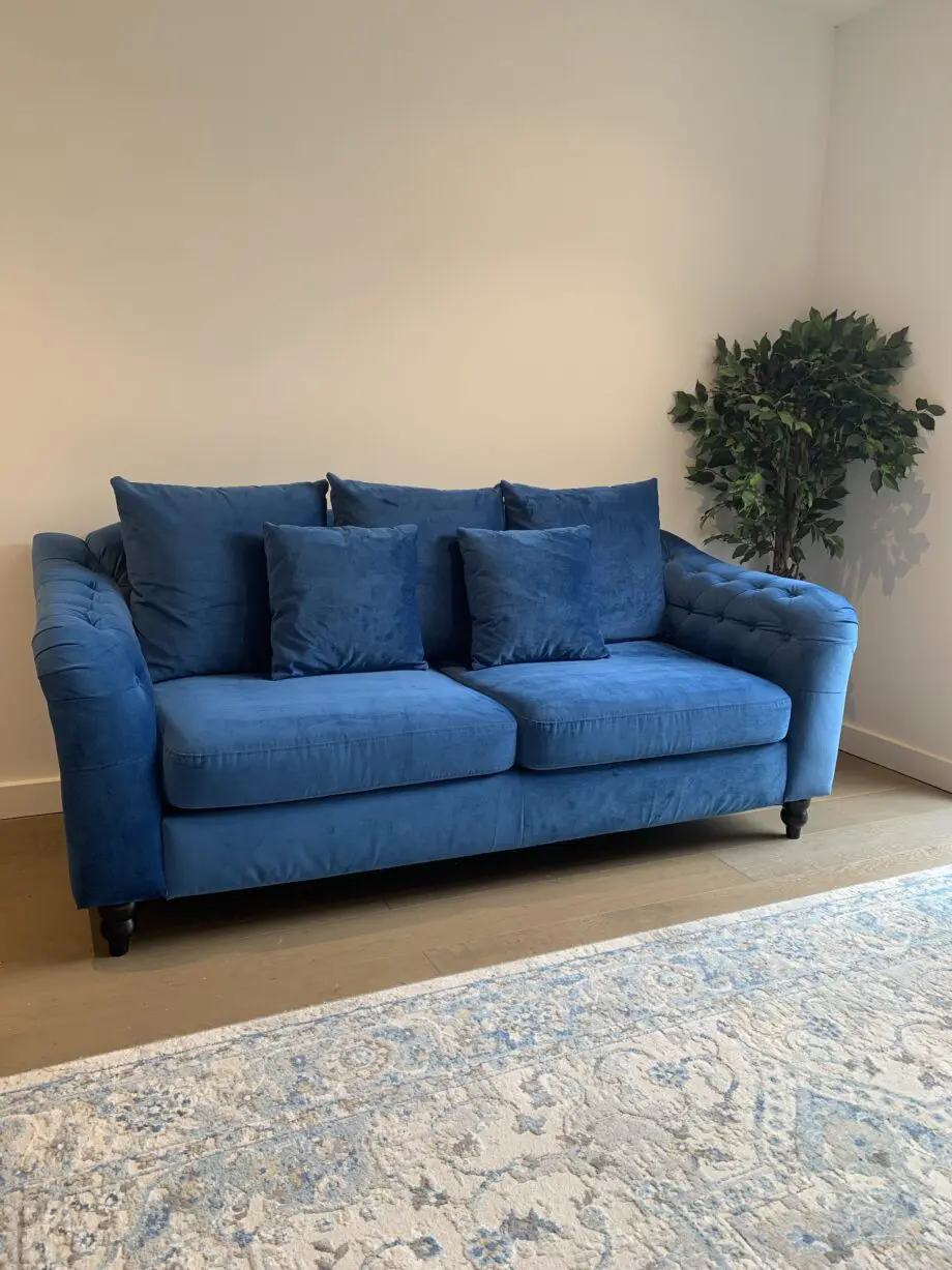 Stunning Blue Velvet Sofa