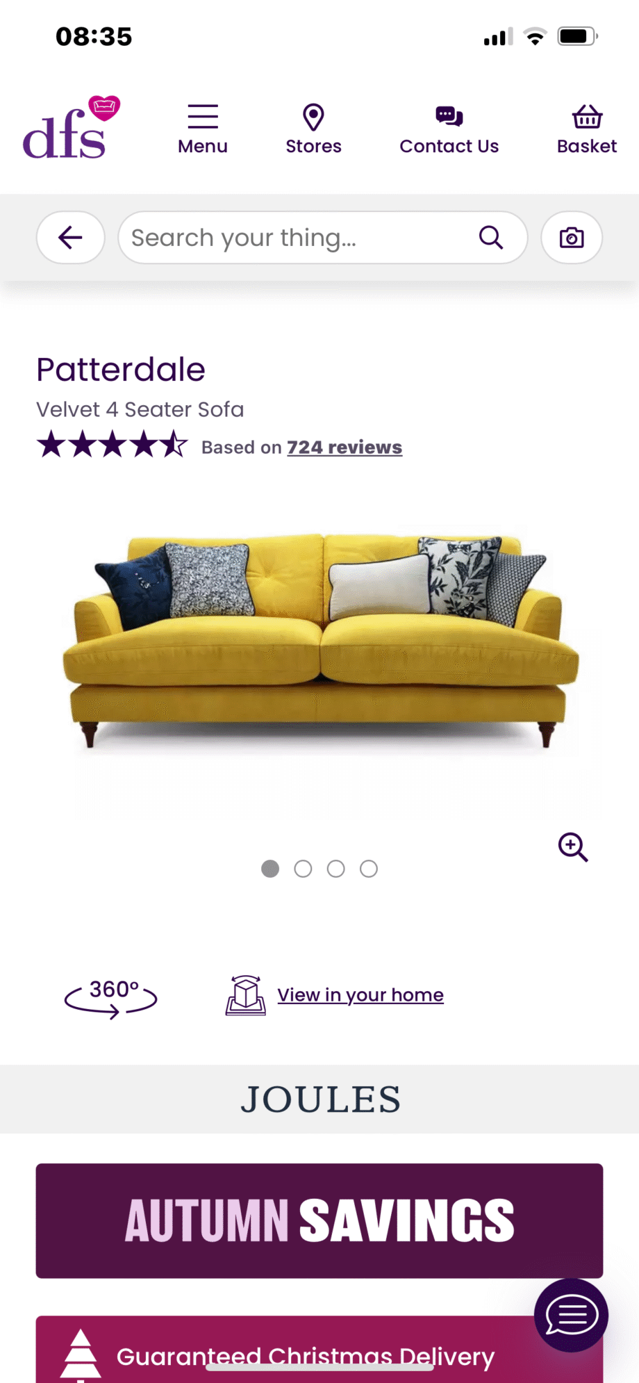 DFS Joules 4 seater Patterdale Sofa