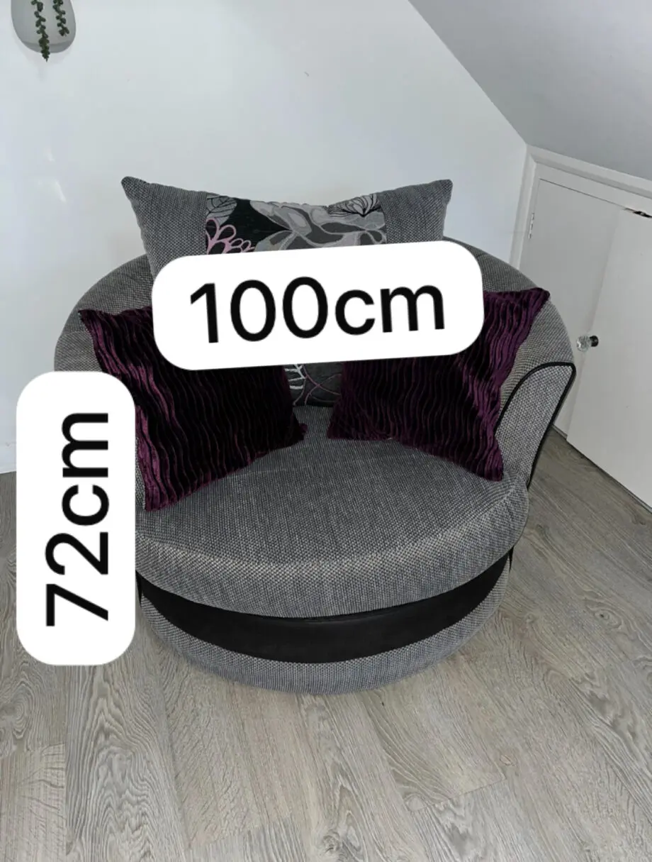 SCS Grey, black & purple Danni corner sofa with small cuddle chair