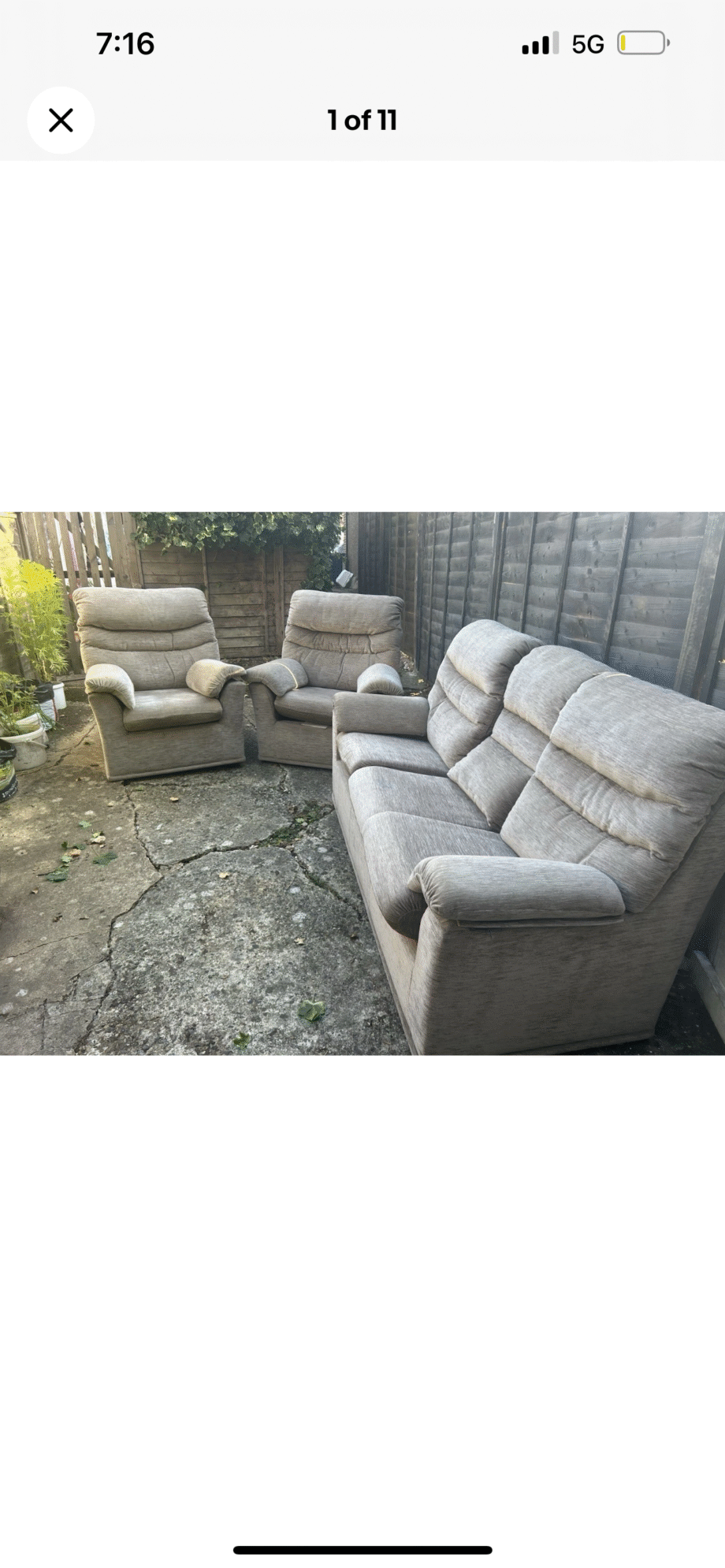 G plan seater sofa and 2 armchairs