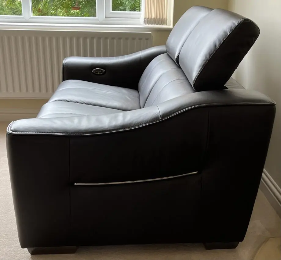 Furniture Village Brown Leather 2-Seater Power Reclining Sofa