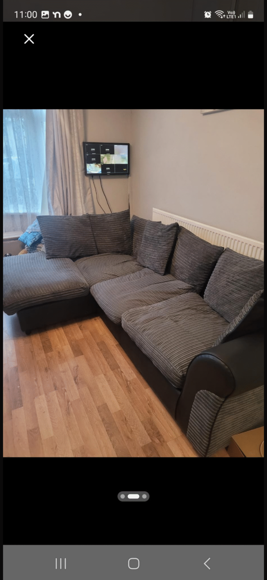Argos charcoal and black corner sofa
