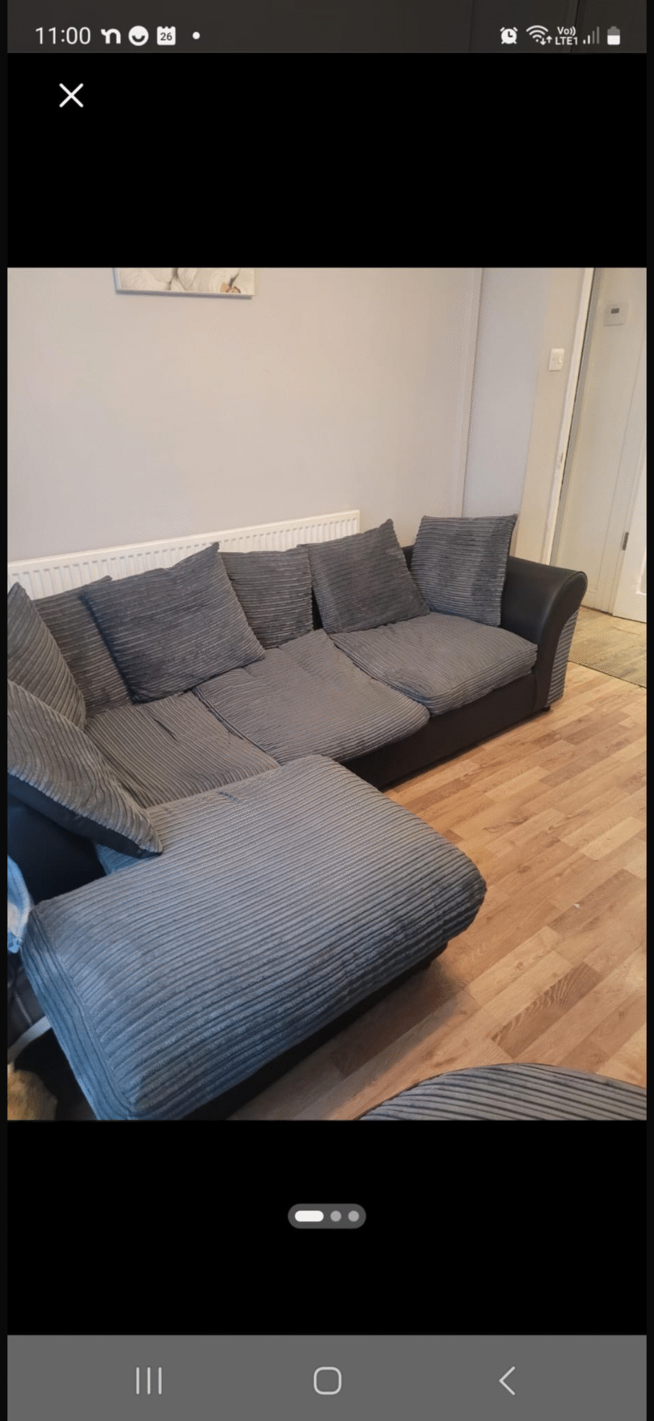 Argos charcoal and black corner sofa
