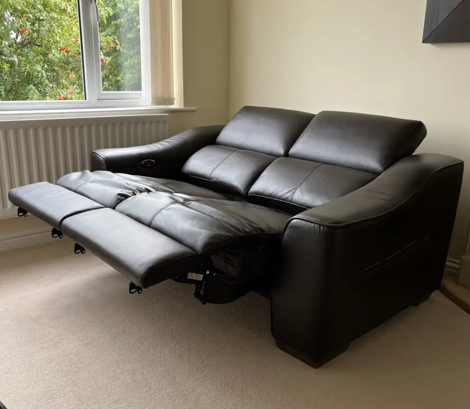 Furniture Village Brown Leather 2-Seater Power Reclining Sofa