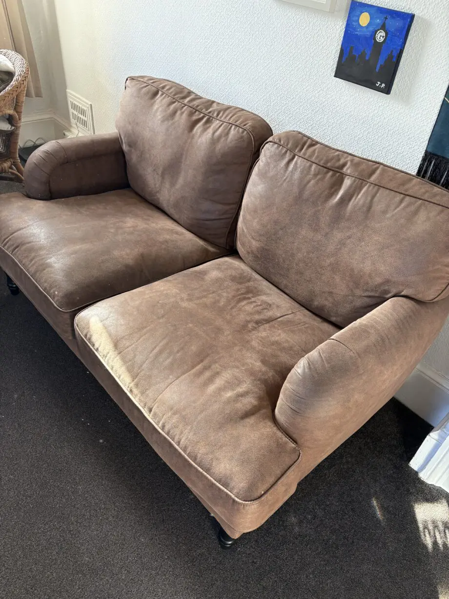 IKEA brown Faux leather sofas
