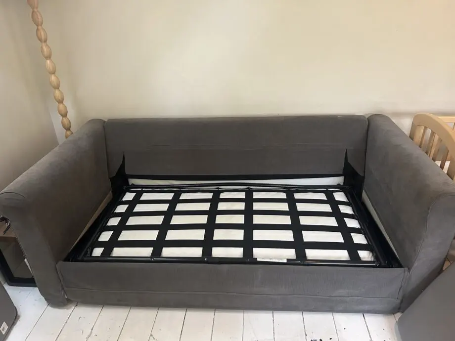 Grey IKEA Gronlid sofa bed with double bed mattress