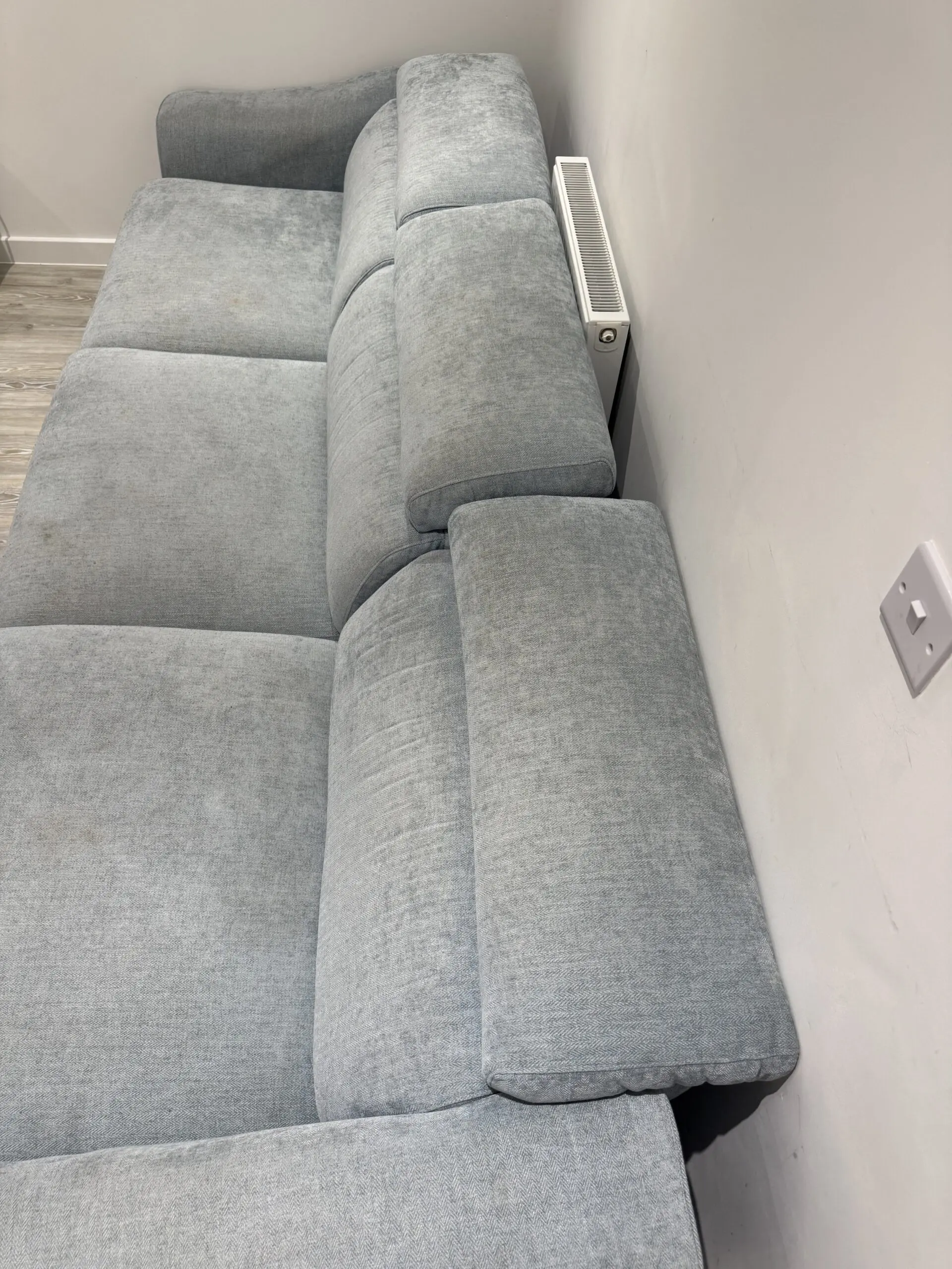Furniture Village Elixir 2.5-Seater Chaise Sofa Bed – Excellent Condition, Baby Blue Fabric