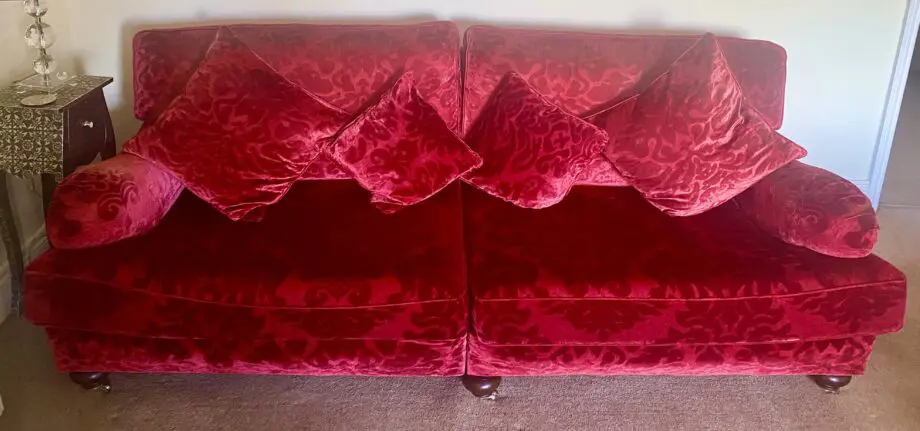 Duresta Belgrade Red Velvet Sofa & Footstool RRP £6,000