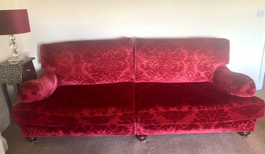 Duresta Belgrade Red Velvet Sofa & Footstool RRP £6,000