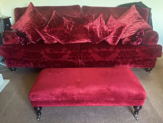 Duresta Belgrade Red Velvet Sofa & Footstool RRP £6,000