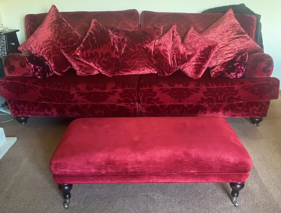 Duresta Belgrade Red Velvet Sofa & Footstool RRP £6,000