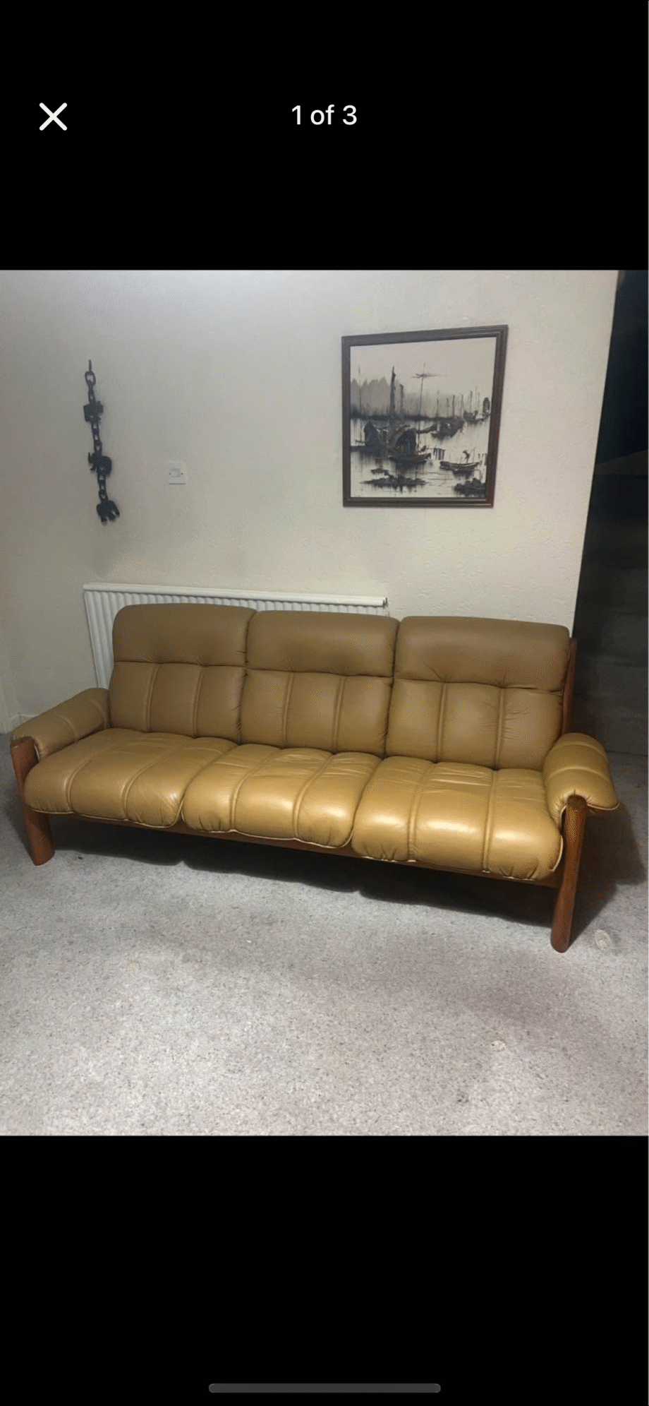 Retro leather 3 seater