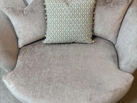 Sofology pale dusky pink, swivel round cuddle chair