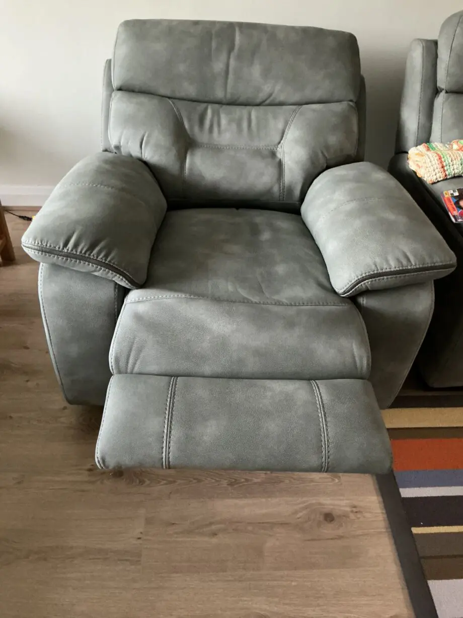 DFS Foster 3 seater fixed sofa, Frost (grey). And Electric Heated Recliner Chair.