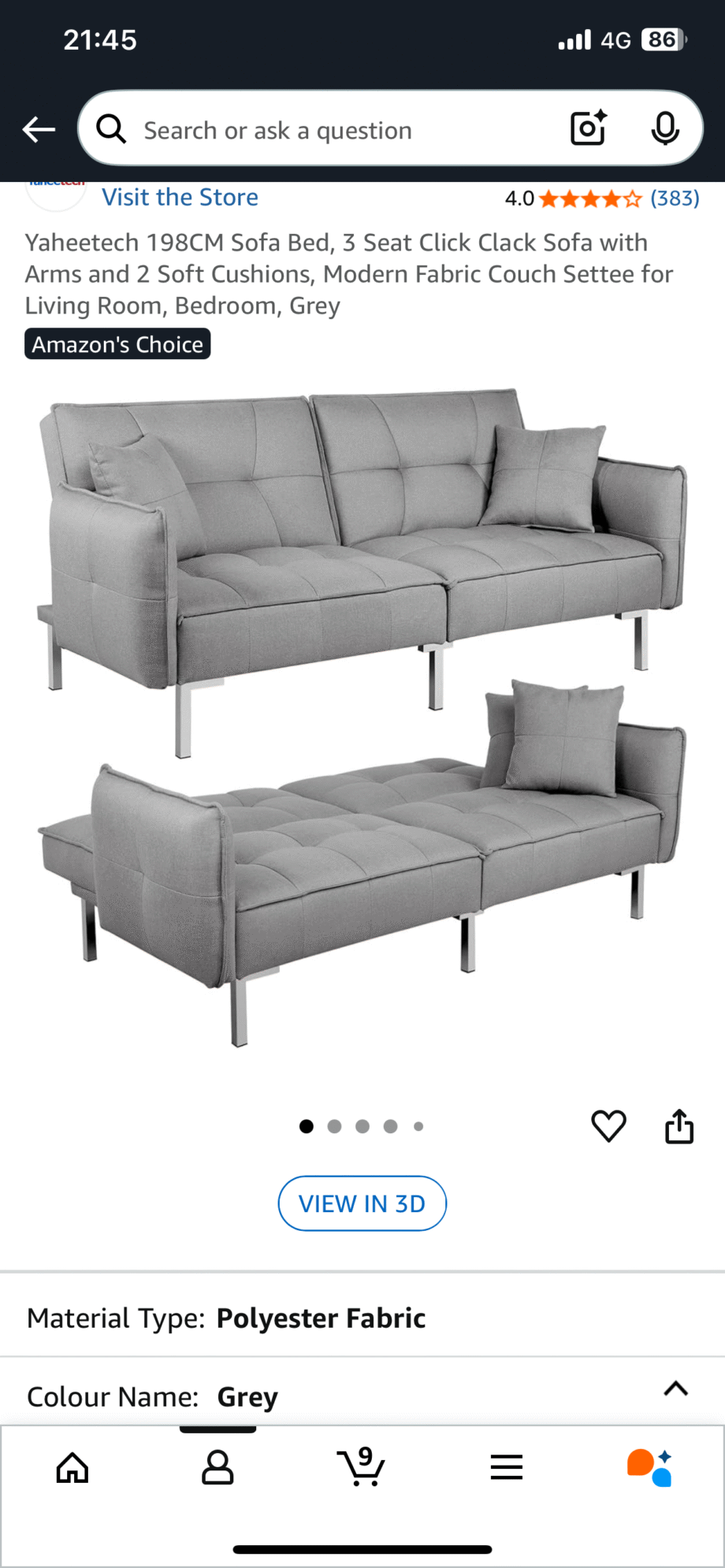 Yaheetech 198cm sofa bed