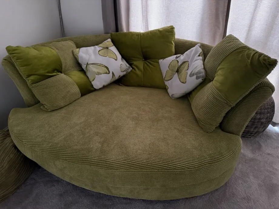 DFS Lime Green Soft Cord Sofa Set - Hardly used, in AS NEW condition