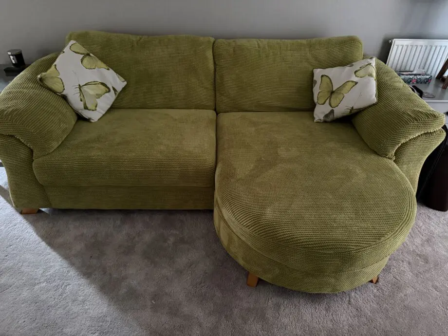 DFS Lime Green Soft Cord Sofa Set - Hardly used, in AS NEW condition