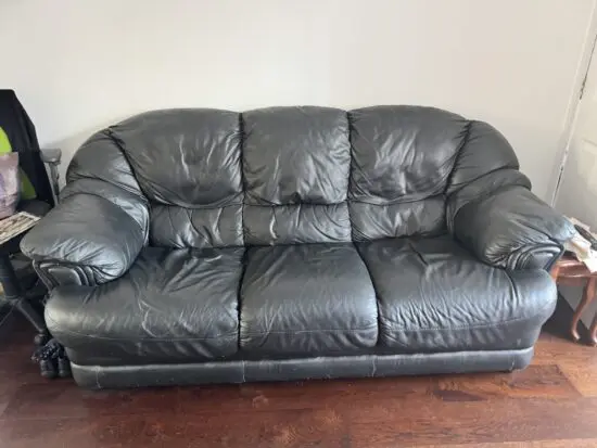 Black leather sofas
