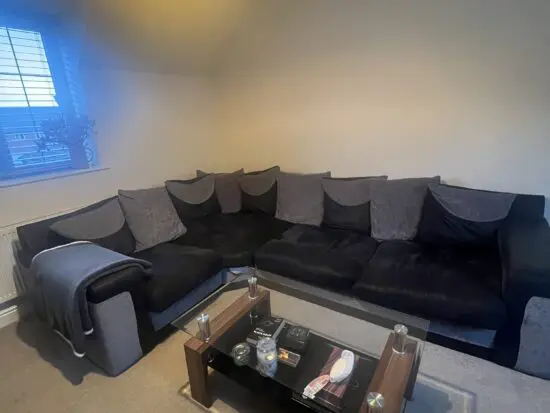 Black and Grey Large Corner Sofa