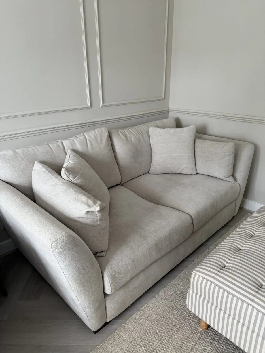 Sofology Calista ivory chenille sofa and cuddle seat