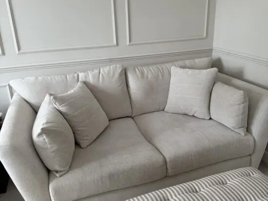 Sofology Calista ivory chenille sofa and cuddle seat
