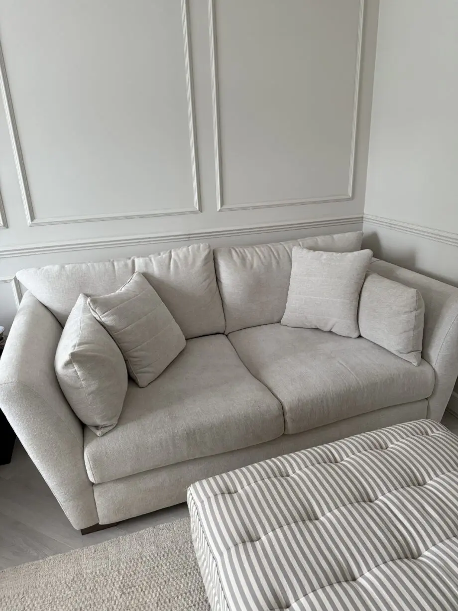 Sofology Calista ivory chenille sofa and cuddle seat