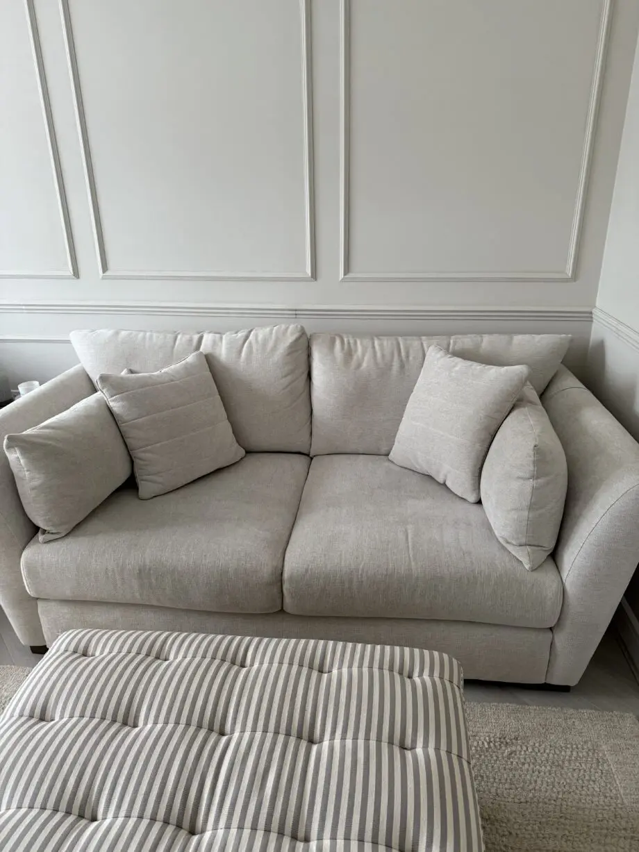 Sofology Calista ivory chenille sofa and cuddle seat