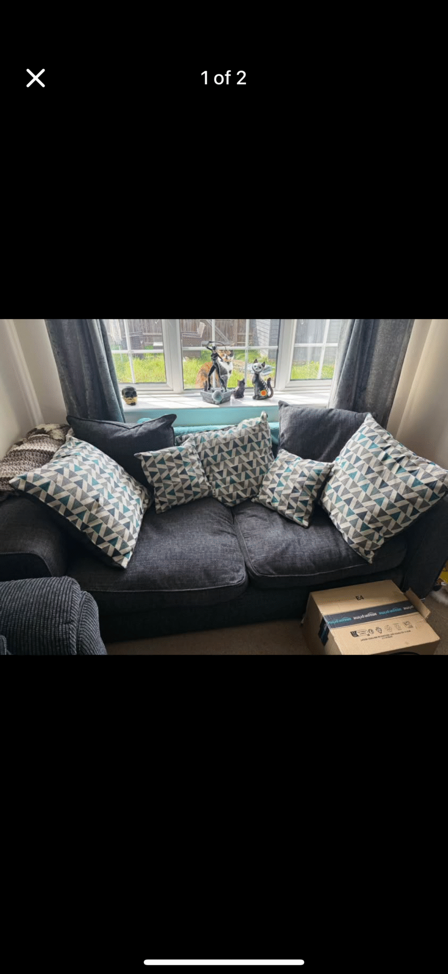 Grey 2 seater see scatter cushion sofa