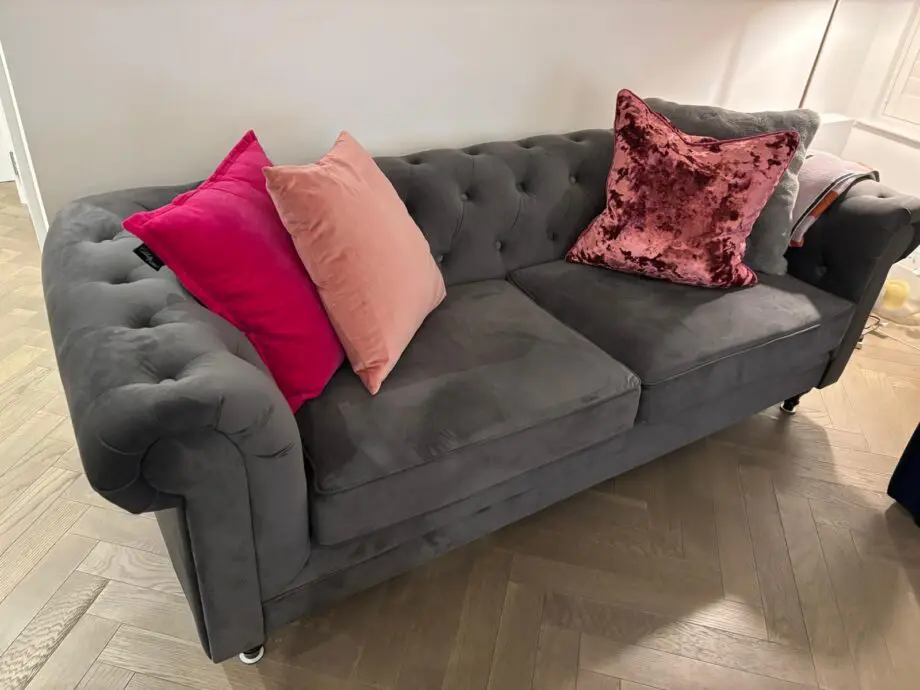 Habitat Chesterfield Velvet 3 Seater Sofa - Charcoal