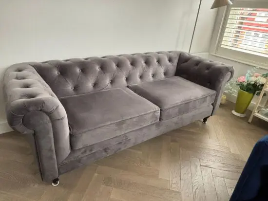 Habitat Chesterfield Velvet 3 Seater Sofa - Charcoal