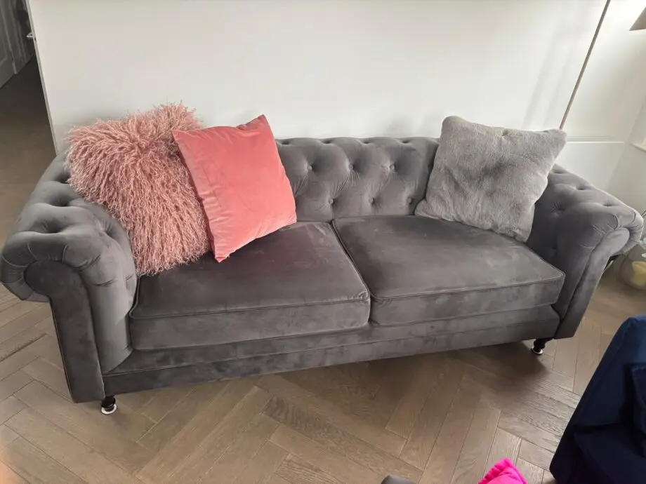 Habitat Chesterfield Velvet 3 Seater Sofa - Charcoal