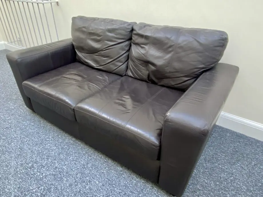 Leather brown 2 seater sofa bed