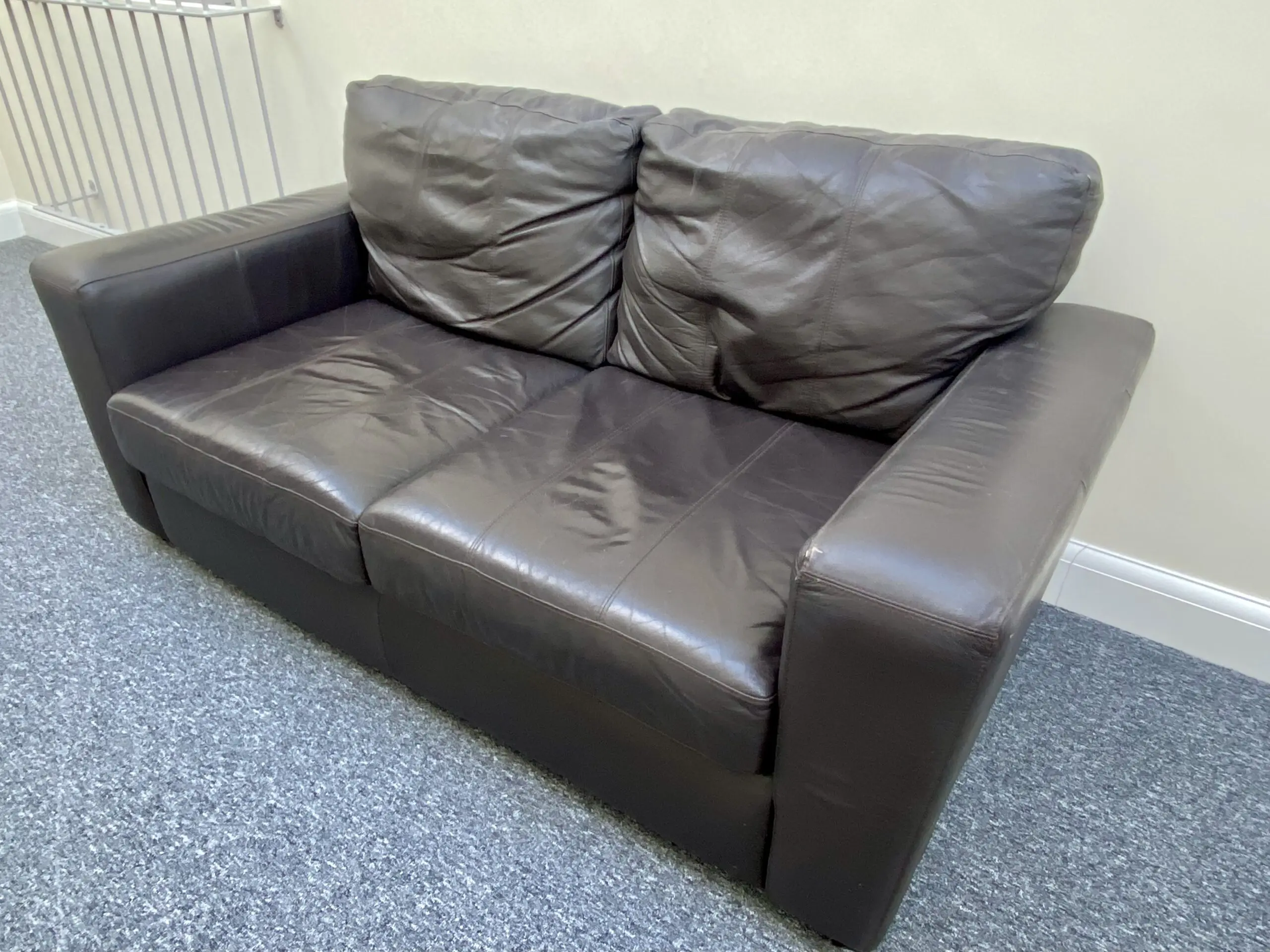 Leather brown 2 seater sofa bed