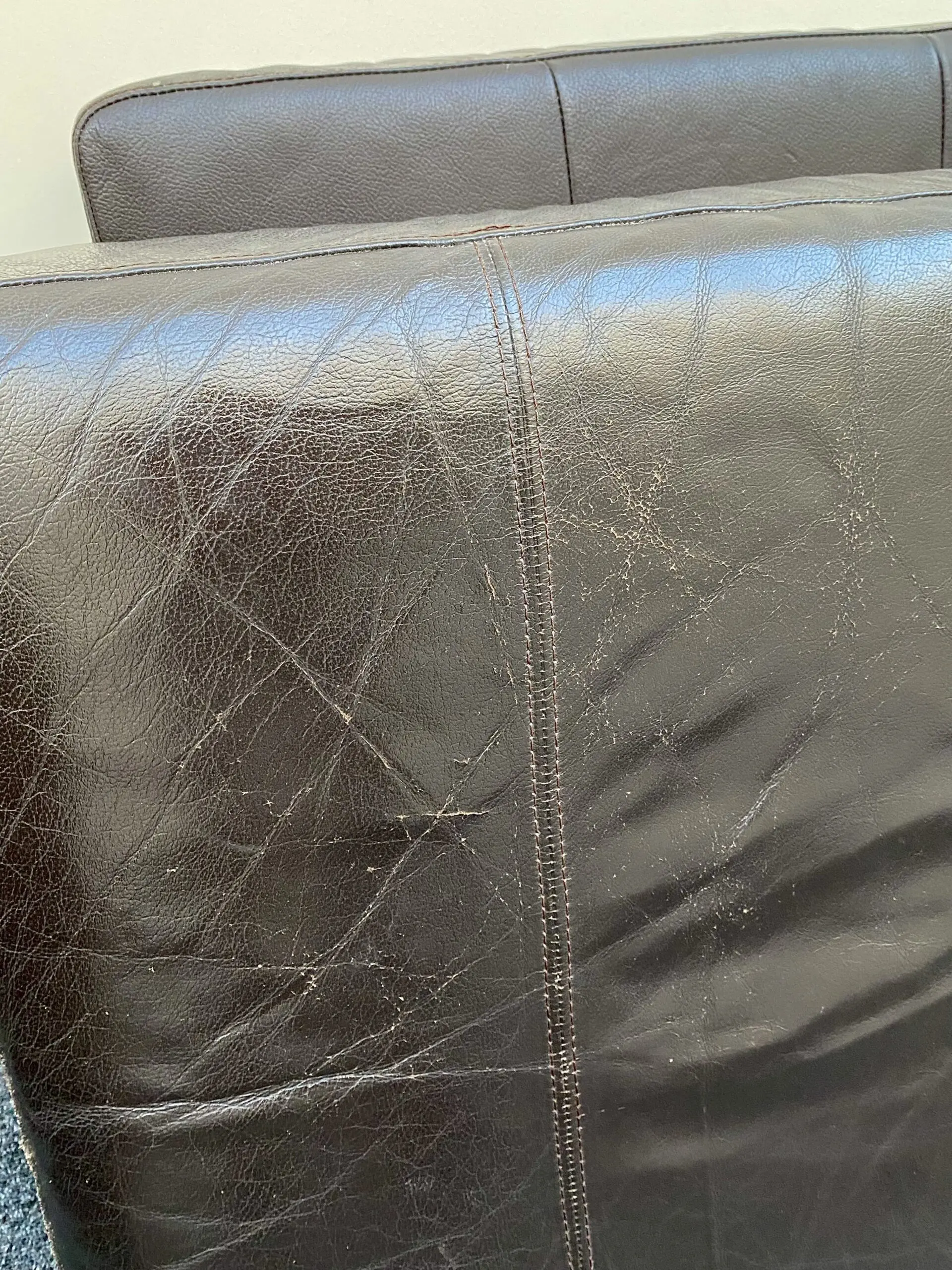 Leather brown 2 seater sofa bed