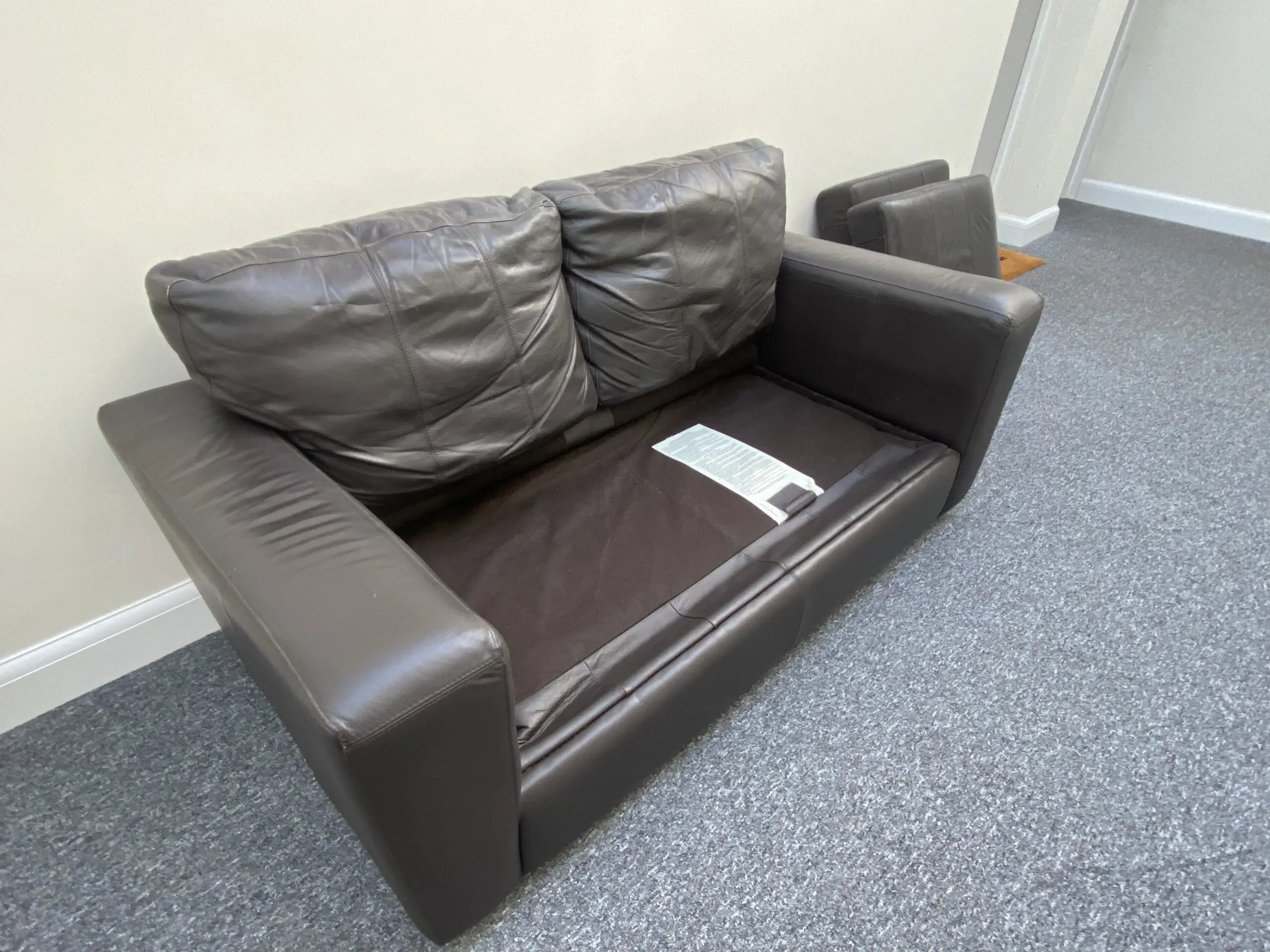 Leather brown 2 seater sofa bed