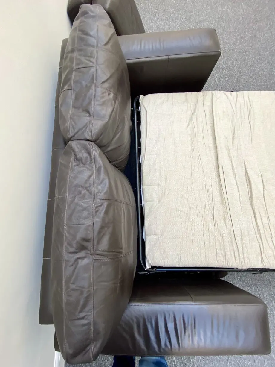 Leather brown 2 seater sofa bed