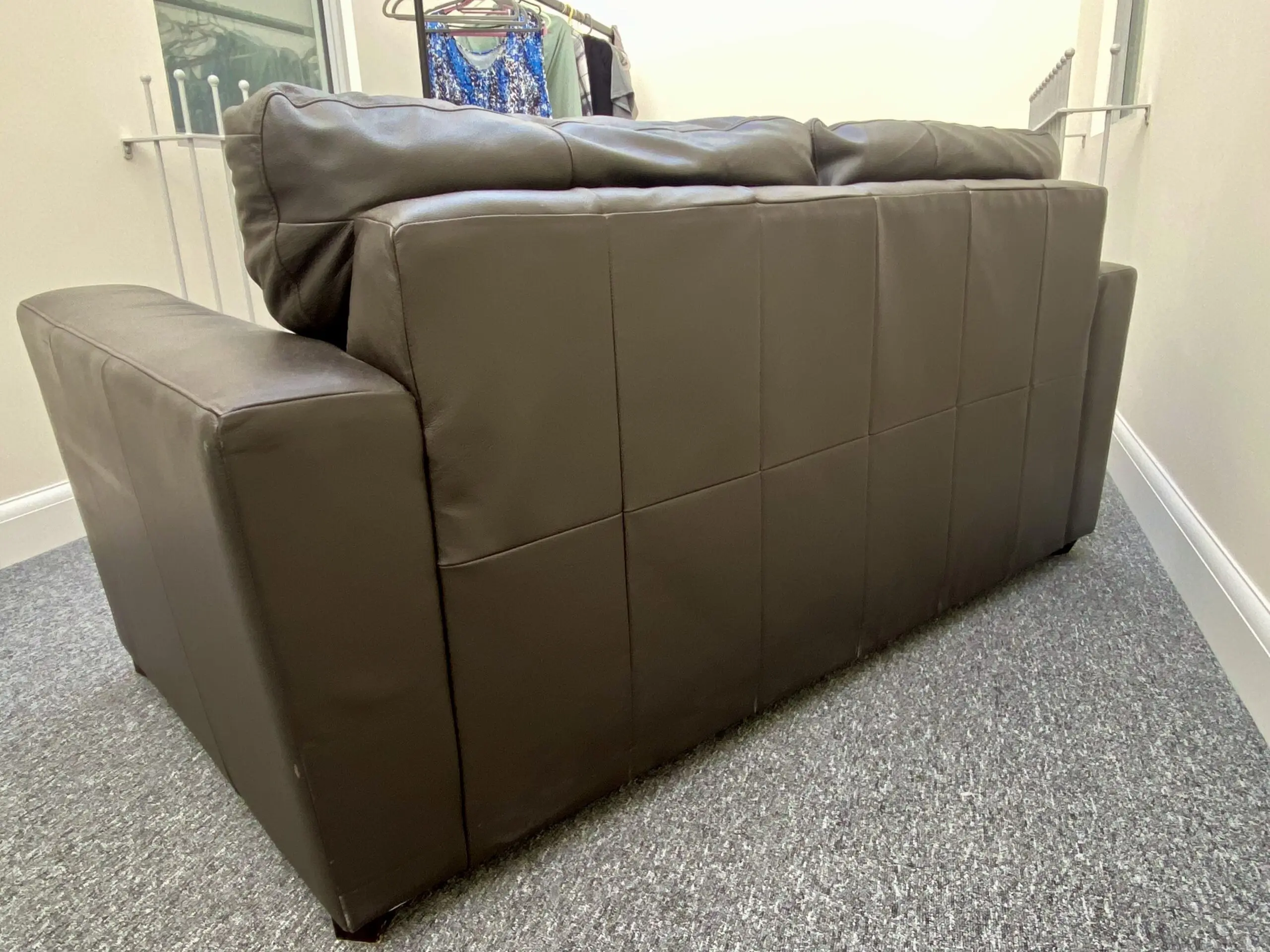 Leather brown 2 seater sofa bed