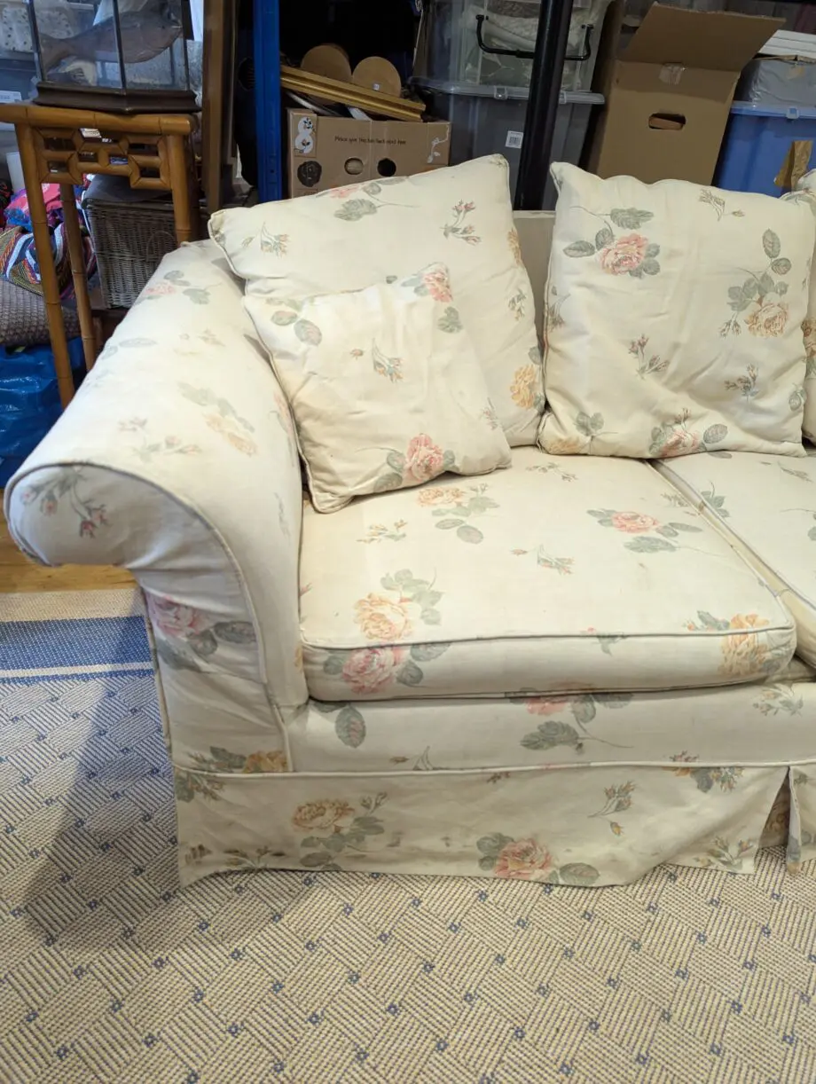 Cream floral sofa bed - good condition - country cottage style
