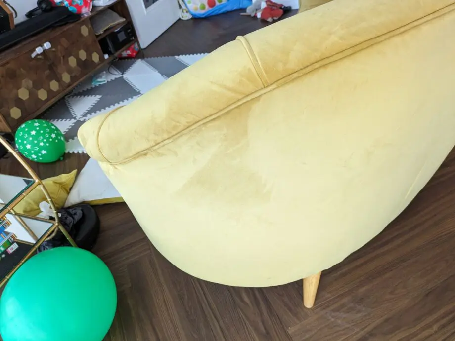 Sofology Yellow Velvet Curved Sofa