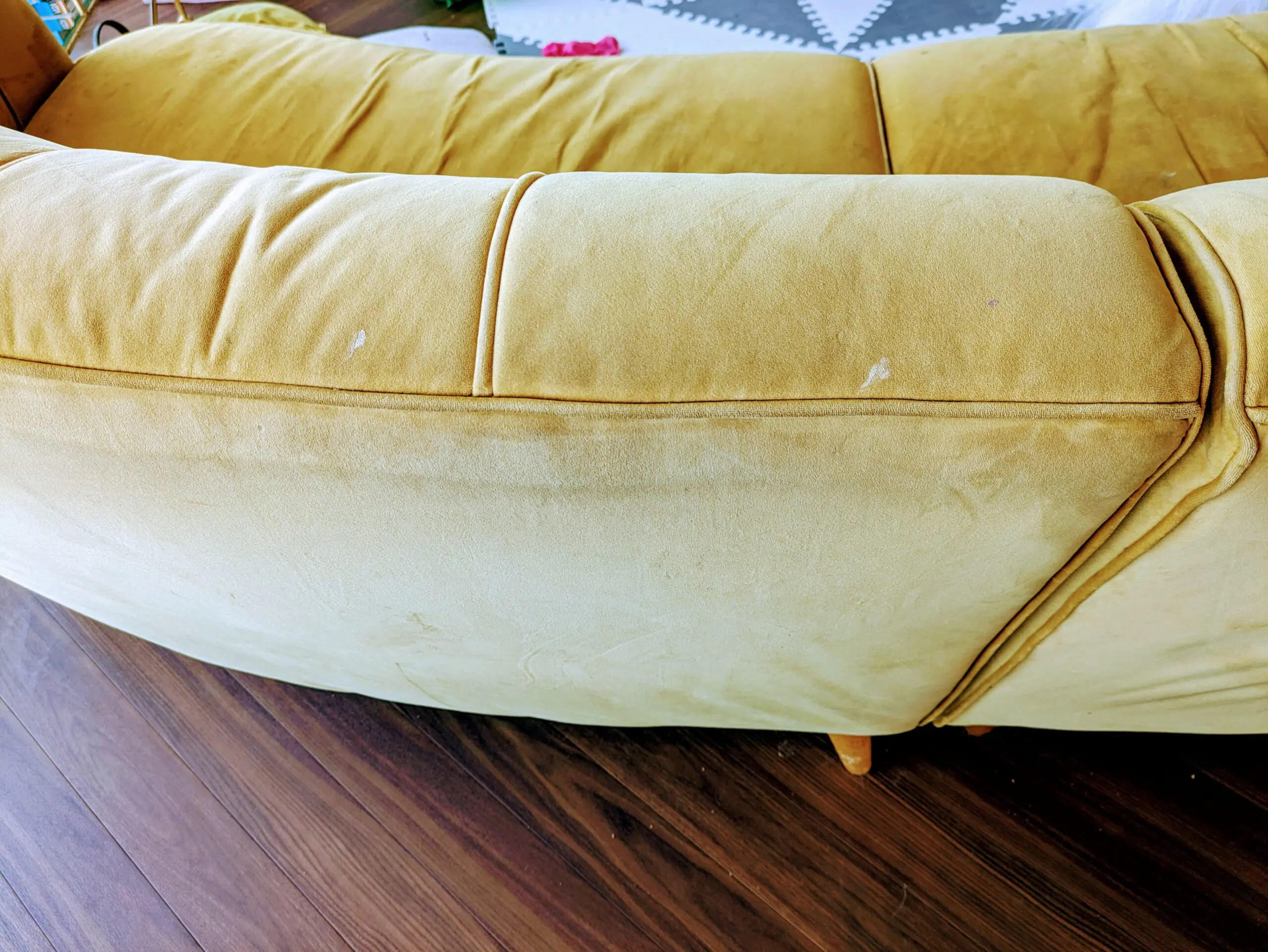 Sofology Yellow Velvet Curved Sofa