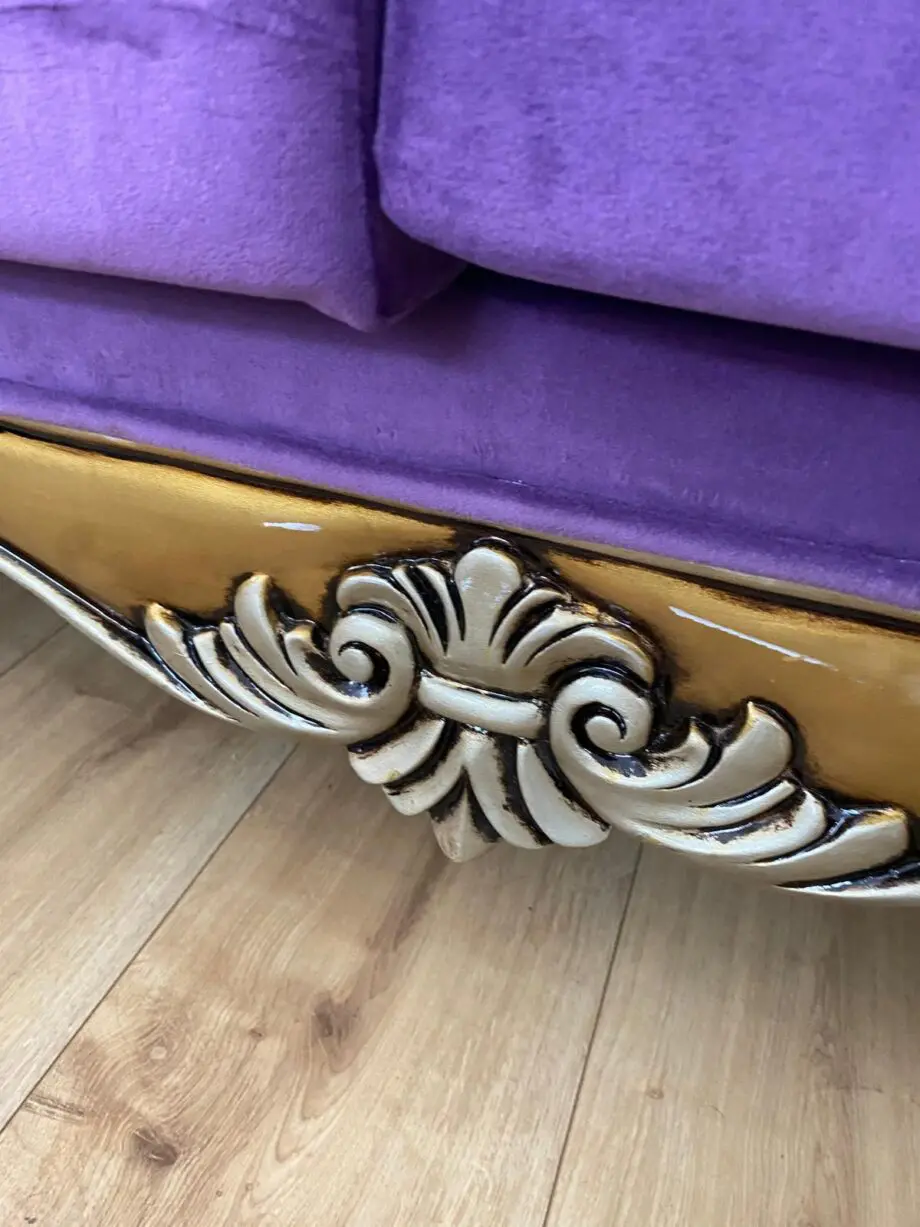 Stunning Teakwood Handcarved 3 seater sofa - Purple