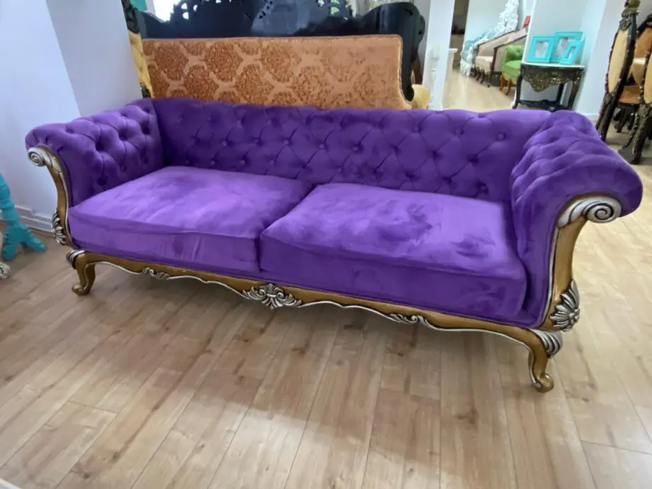 Stunning Teakwood Handcarved 3 seater sofa - Purple