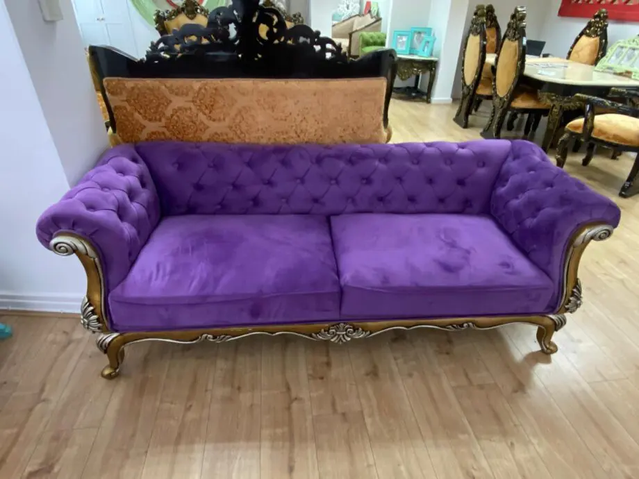 Stunning Teakwood Handcarved 3 seater sofa - Purple
