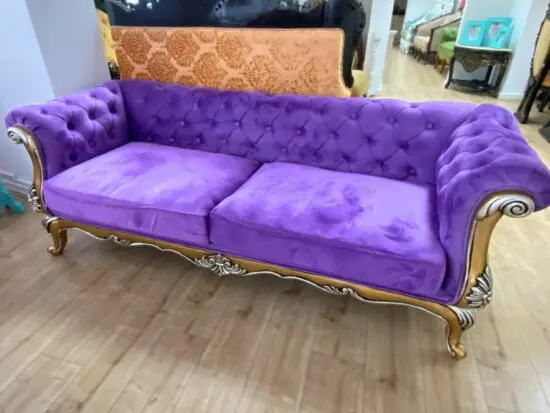 Stunning Teakwood Handcarved 3 seater sofa - Purple