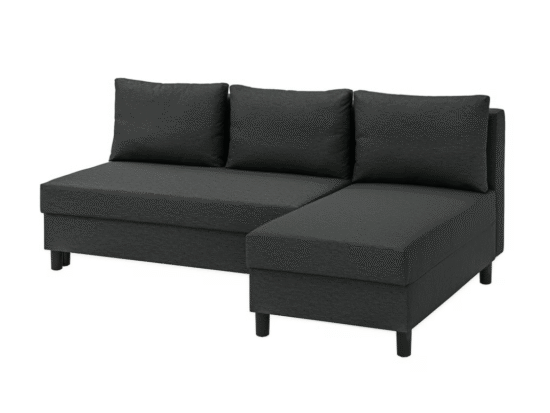 3-seat sofa-bed with chaise longue, Knisa dark grey