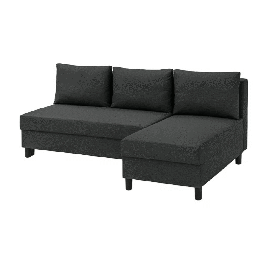 3-seat sofa-bed with chaise longue, Knisa dark grey