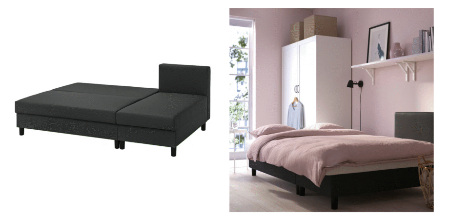 3-seat sofa-bed with chaise longue, Knisa dark grey