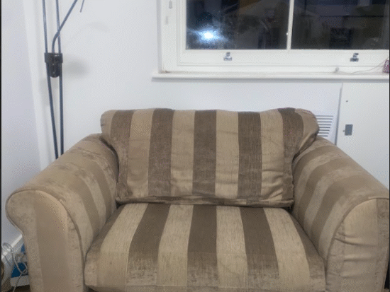 Tan and Beige Fabric Armchair Sofa